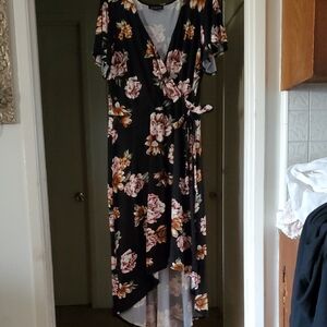 Floral High-Low Wrap Dress